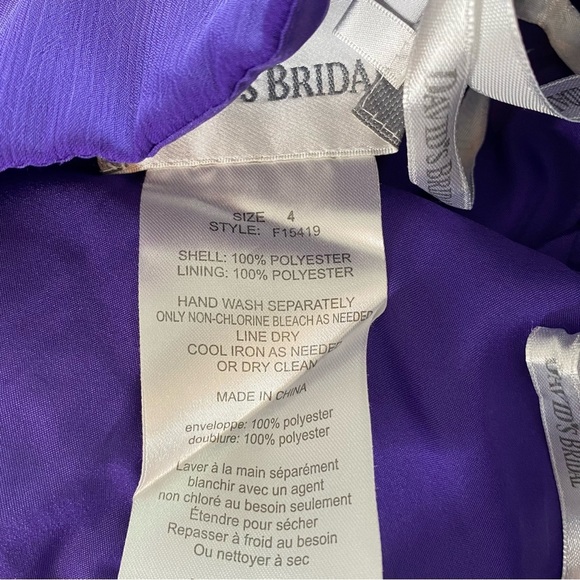 David's Bridal Purple and Silver SequinStrapless Split Front Chiffon Skirt Dress - Picture 12 of 12